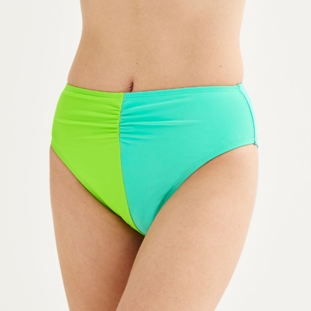 Vibrant Two-Tone Bikini Bottom - Green and Blue